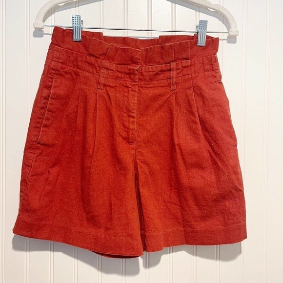 Boden Pants - Boden Rust Linen Paperbag Waist Shorts Size 2